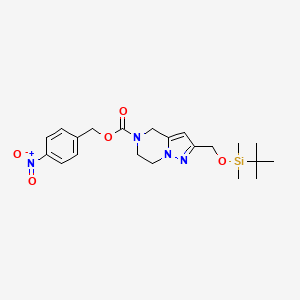 molecular formula C21H30N4O5Si B8237240 4-Nitrobenzyl 2-(((tert-butyldimethylsilyl)oxy)methyl)-6,7-dihydropyrazolo[1,5-a]pyrazine-5(4H)-carboxylate 