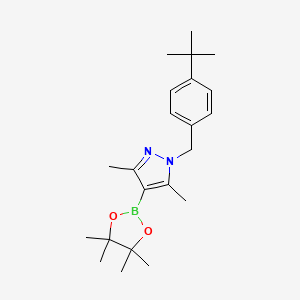 molecular formula C22H33BN2O2 B8237501 1-(4-(tert-Butyl)benzyl)-3,5-dimethyl-4-(4,4,5,5-tetramethyl-1,3,2-dioxaborolan-2-yl)-1H-pyrazole 