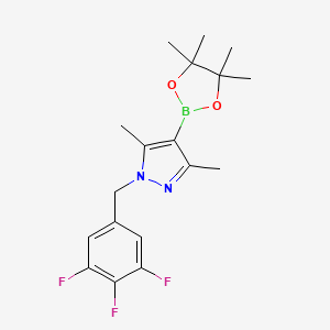 molecular formula C18H22BF3N2O2 B8237511 3,5-Dimethyl-4-(4,4,5,5-tetramethyl-1,3,2-dioxaborolan-2-yl)-1-(3,4,5-trifluorobenzyl)-1H-pyrazole 