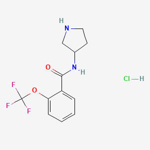 molecular formula C12H14ClF3N2O2 B8237607 N-(Pyrrolidin-3-yl)-2-(trifluoromethoxy)benzamide hydrochloride 
