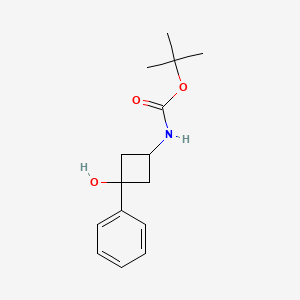 molecular formula C15H21NO3 B8237998 tert-Butyl N-(3-hydroxy-3-phenylcyclobutyl)carbamate 