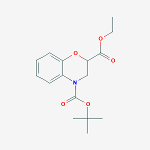 molecular formula C16H21NO5 B8238005 (+/-)-4-tert-Butyl 2-ethyl 2,3-dihydrobenzo[b][1,4]oxazine-2,4-dicarboxylate 