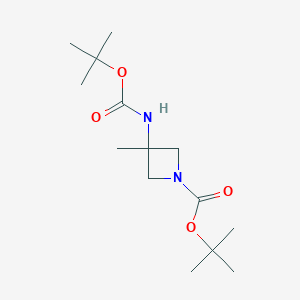 molecular formula C14H26N2O4 B8238171 tert-Butyl 3-((tert-butoxycarbonyl)amino)-3-methylazetidine-1-carboxylate 