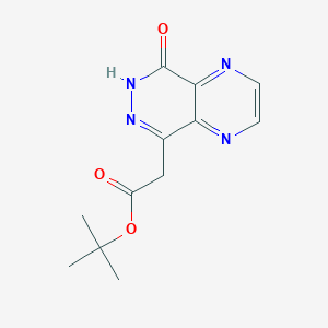 molecular formula C12H14N4O3 B8238556 Tert-butyl 2-(5-oxo-5,6-dihydropyrido[3,4-b]pyrazin-8-yl)acetate 