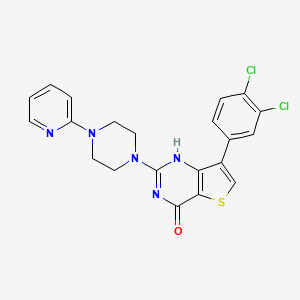 molecular formula C21H17Cl2N5OS B8239169 7-(3,4-dichlorophenyl)-2-(4-pyridin-2-ylpiperazin-1-yl)-1H-thieno[3,2-d]pyrimidin-4-one 