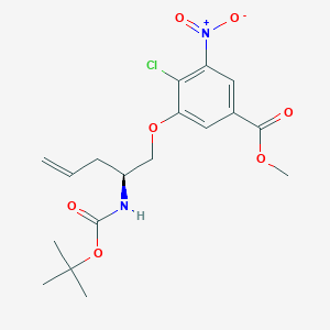 molecular formula C18H23ClN2O7 B8239842 methyl 4-chloro-3-[(2S)-2-[(2-methylpropan-2-yl)oxycarbonylamino]pent-4-enoxy]-5-nitrobenzoate 