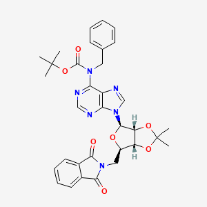 molecular formula C33H34N6O7 B8240183 tert-butyl N-[9-[(3aR,4R,6R,6aR)-6-[(1,3-dioxoisoindol-2-yl)methyl]-2,2-dimethyl-3a,4,6,6a-tetrahydrofuro[3,4-d][1,3]dioxol-4-yl]purin-6-yl]-N-benzylcarbamate 
