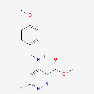 molecular formula C14H14ClN3O3 B8240335 methyl 6-chloro-4-{[(4-methoxyphenyl)methyl]amino}pyridazine-3-carboxylate 