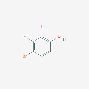 molecular formula C6H3BrFIO B8240436 4-Bromo-3-fluoro-2-iodophenol 