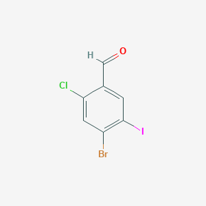 molecular formula C7H3BrClIO B8240490 4-Bromo-2-chloro-5-iodobenzaldehyde 