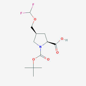 molecular formula C12H19F2NO5 B8240529 (2S,4S)-1-(tert-butoxycarbonyl)-4-((difluoromethoxy)methyl)pyrrolidine-2-carboxylic acid 