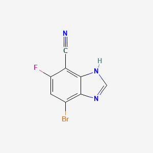 molecular formula C8H3BrFN3 B8240560 7-bromo-5-fluoro-1H-benzimidazole-4-carbonitrile 