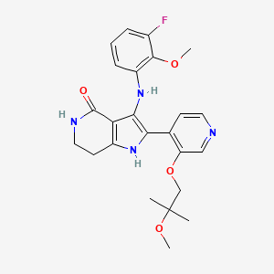 molecular formula C24H27FN4O4 B8240645 3-(3-Fluoro-2-methoxyanilino)-2-[3-(2-methoxy-2-methylpropoxy)pyridin-4-yl]-1,5,6,7-tetrahydropyrrolo[3,2-c]pyridin-4-one 