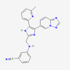 molecular formula C23H18N8 B8240650 3-(((4-([1,2,4]Triazolo[1,5-a]pyridin-6-yl)-5-(6-methylpyridin-2-yl)-1H-imidazol-2-yl)methyl)amino)benzonitrile 