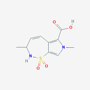 molecular formula C10H12N2O4S B8241477 3,7-Dimethyl-1,1-dioxo-2,3-dihydropyrrolo[3,4-f]thiazepine-6-carboxylic acid 