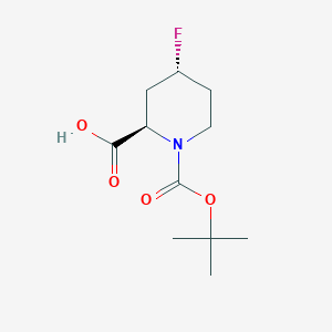 molecular formula C11H18FNO4 B8241764 (2R,4R)-1-[(tert-Butoxy)carbonyl]-4-fluoropiperidine-2-carboxylic acid 