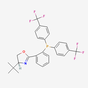 molecular formula C27H24F6NOP B8242502 (S)-2-(2-(bis(4-(trifluoromethyl)phenyl)phosphanyl)phenyl)-4-(tert-butyl)-4,5-dihydrooxazole 
