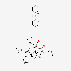 molecular formula C47H75NO4 B8242525 dicyclohexylazanium;(1R,5R,6R,7S)-6-methyl-1,3,7-tris(3-methylbut-2-enyl)-6-(4-methylpent-3-enyl)-5-(2-methylpropanoyl)-4,9-dioxobicyclo[3.3.1]non-2-en-2-olate 