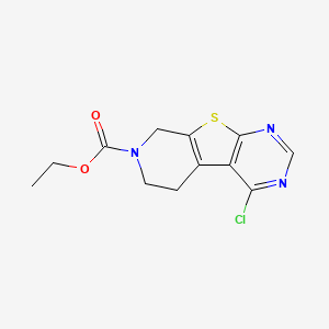 molecular formula C12H12ClN3O2S B8242606 ethyl 3-chloro-8-thia-4,6,11-triazatricyclo[7.4.0.02,7]trideca-1(9),2(7),3,5-tetraene-11-carboxylate 