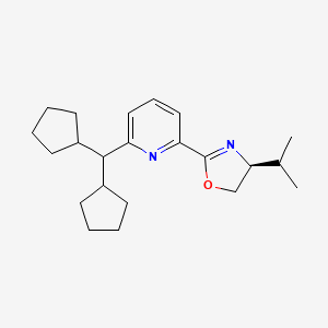 molecular formula C22H32N2O B8243178 (S)-2-(6-(Dicyclopentylmethyl)pyridin-2-yl)-4-isopropyl-4,5-dihydrooxazole 