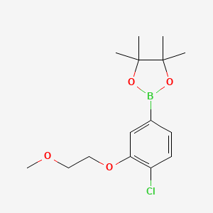 molecular formula C15H22BClO4 B8243449 2-(4-Chloro-3-(2-methoxyethoxy)phenyl)-4,4,5,5-tetramethyl-1,3,2-dioxaborolane 