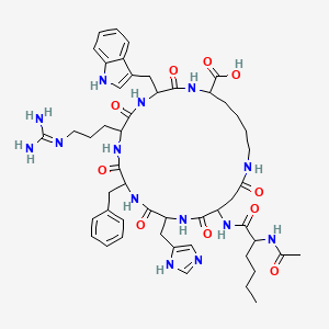 molecular formula C50H68N14O10 B8243580 L-Lysine, N-acetyl-L-norleucyl-L-alpha-aspartyl-L-histidyl-D-phenylalanyl-L-arginyl-L-tryptophyl-, (2-->7)-lactam 