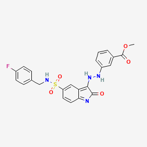 molecular formula C23H19FN4O5S B8244389 methyl 3-[2-[5-[(4-fluorophenyl)methylsulfamoyl]-2-oxoindol-3-yl]hydrazinyl]benzoate 
