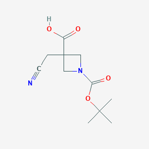molecular formula C11H16N2O4 B8244909 1-[(Tert-butoxy)carbonyl]-3-(cyanomethyl)azetidine-3-carboxylicacid 