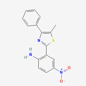 molecular formula C16H13N3O2S B8245878 2-(2-Amino-5-nitrophenyl)-5-methyl-4-phenylthiazole 