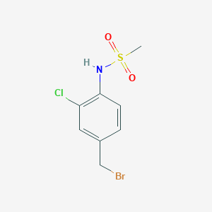 molecular formula C8H9BrClNO2S B8245931 Methanesulfonamide, N-[4-(bromomethyl)-2-chlorophenyl]- 