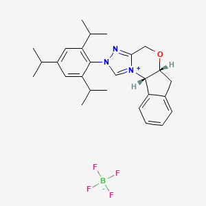 molecular formula C27H34BF4N3O B8246104 (1S,9R)-4-[2,4,6-tri(propan-2-yl)phenyl]-8-oxa-4,5-diaza-2-azoniatetracyclo[7.7.0.02,6.011,16]hexadeca-2,5,11,13,15-pentaene;tetrafluoroborate 