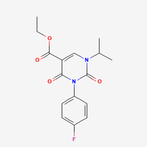 molecular formula C16H17FN2O4 B8246615 Ethyl 3-(4-fluorophenyl)-1-isopropyl-2,4-dioxo-1,2,3,4-tetrahydropyrimidine-5-carboxylate CAS No. 1437323-27-7