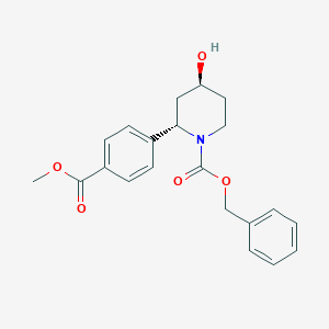 molecular formula C21H23NO5 B8247336 benzyl (2S,4S)-4-hydroxy-2-(4-methoxycarbonylphenyl)piperidine-1-carboxylate 