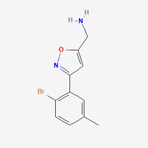 molecular formula C11H11BrN2O B8247475 [3-(2-Bromo-5-methylphenyl)-1,2-oxazol-5-yl]methanamine 