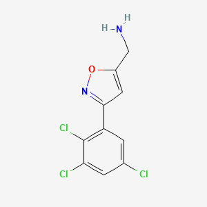 molecular formula C10H7Cl3N2O B8247576 [3-(2,3,5-Trichlorophenyl)-1,2-oxazol-5-yl]methanamine 
