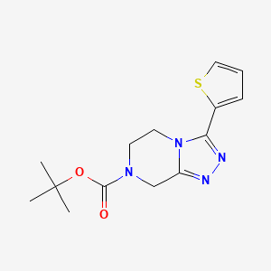 molecular formula C14H18N4O2S B8247699 tert-butyl 3-thiophen-2-yl-6,8-dihydro-5H-[1,2,4]triazolo[4,3-a]pyrazine-7-carboxylate 
