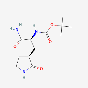 molecular formula C12H21N3O4 B8248480 tert-Butyl ((S)-1-amino-1-oxo-3-((S)-2-oxopyrrolidin-3-yl)propan-2-yl)carbamate CAS No. 2713439-69-9