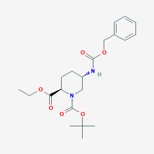 molecular formula C21H30N2O6 B8248638 O1-tert-butyl O2-ethyl (2R,5S)-5-(benzyloxycarbonylamino)piperidine-1,2-dicarboxylate 