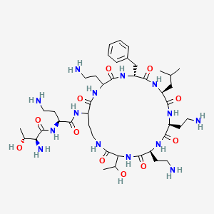 molecular formula C43H74N14O11 B8249481 H-Thr-Dab-DL-Dab(1)-DL-Dab-D-Phe-Leu-Dab-Dab-DL-xiThr-(1) 