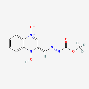 molecular formula C11H10N4O4 B8249506 trideuteriomethyl N-[(E)-(1-hydroxy-4-oxidoquinoxalin-4-ium-2-ylidene)methyl]iminocarbamate 