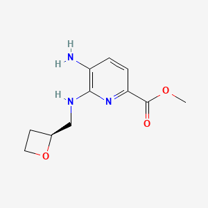 molecular formula C11H15N3O3 B8249979 Methyl (S)-5-amino-6-((oxetan-2-ylmethyl)amino)picolinate 