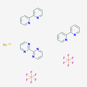 molecular formula C28H22F12N8P2Ru B8251307 Bis(2,2'-bipyridyl)(2,2'-bipyrimidine)rutheniumhexafluorophosphate 