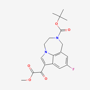 Tert-butyl 6-fluoro-3-(2-methoxy-2-oxoacetyl)-1,10-diazatricyclo[6.4.1.04,13]trideca-2,4,6,8(13)-tetraene-10-carboxylate