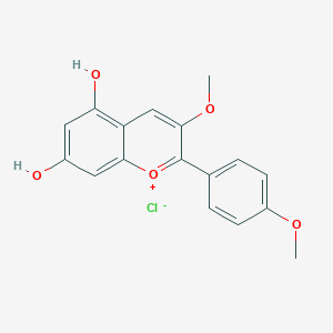 molecular formula C17H15ClO5 B082522 3-Methoxy-2-(4-methoxyphenyl)chromenylium-5,7-diol;chloride CAS No. 13544-51-9
