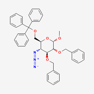 molecular formula C40H39N3O5 B8252452 Methyl 4-azido-2,3-di-O-benzoyl-4-deoxy-6-O-trityl-a-D-glucopyranoside 