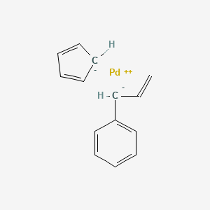 molecular formula C14H14Pd B8252610 cyclopenta-1,3-diene;palladium(2+);prop-2-enylbenzene 