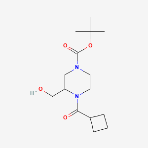 molecular formula C15H26N2O4 B8252923 tert-Butyl 4-(cyclobutanecarbonyl)-3-(hydroxymethyl)piperazine-1-carboxylate 