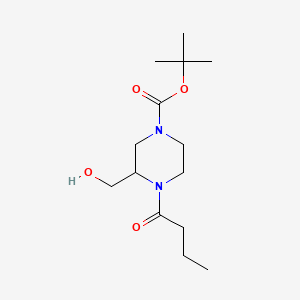 molecular formula C14H26N2O4 B8252953 tert-Butyl 4-butyryl-3-(hydroxymethyl)piperazine-1-carboxylate 