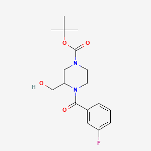 molecular formula C17H23FN2O4 B8252972 tert-Butyl 4-(3-fluorobenzoyl)-3-(hydroxymethyl)piperazine-1-carboxylate 