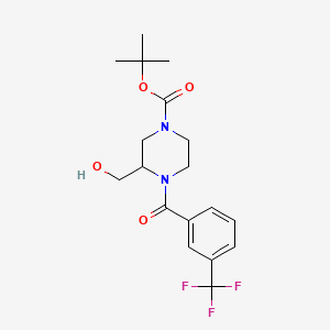 molecular formula C18H23F3N2O4 B8252985 tert-Butyl 3-(hydroxymethyl)-4-(3-(trifluoromethyl)benzoyl)piperazine-1-carboxylate 